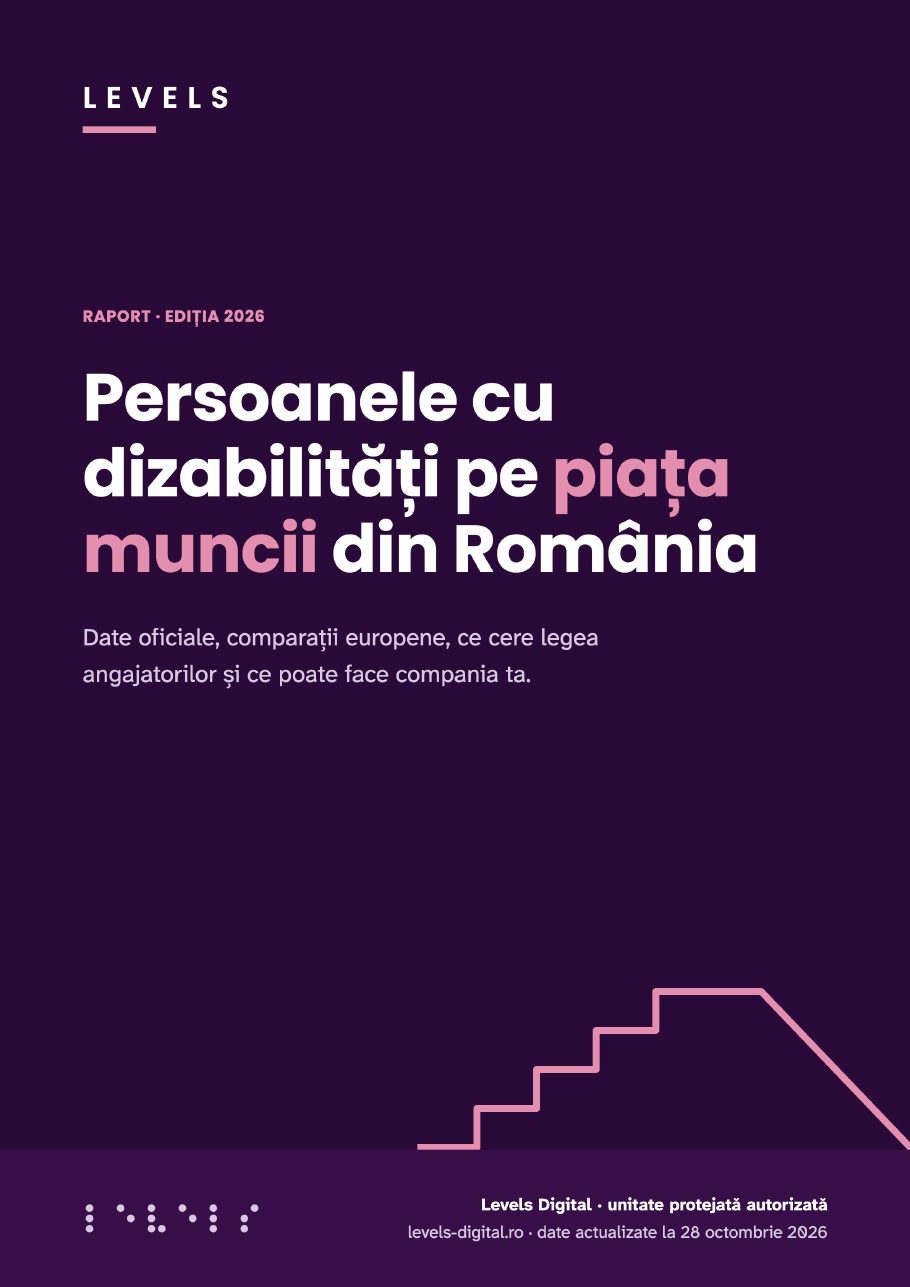 Coperta raportului „Persoanele cu dizabilități pe piața muncii din România”, ediția 2026