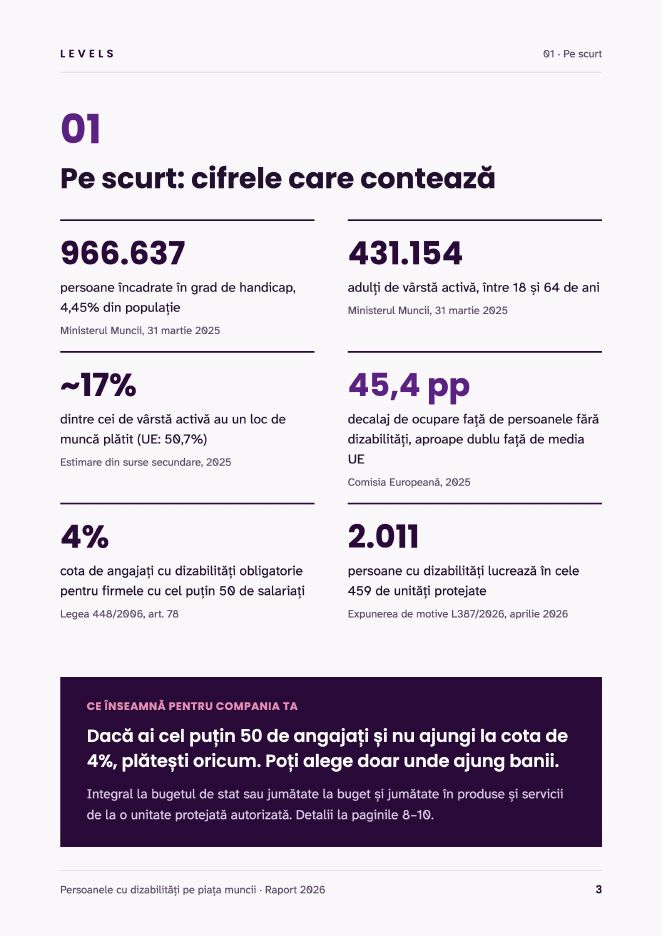 Pagina „Pe scurt: cifrele care contează”, cu șase indicatori principali